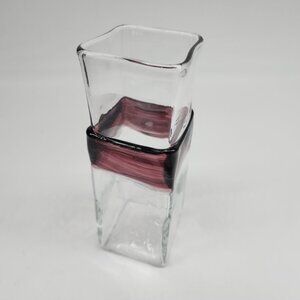 Vintage Handcrafted William Salas Signed Glass Tumbler With Purple Swirl Design